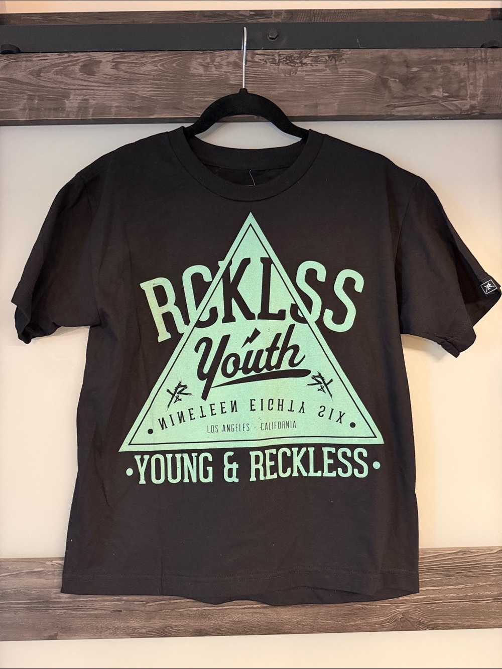 Young & Reckless Black Tee with Mint Triangle Logo